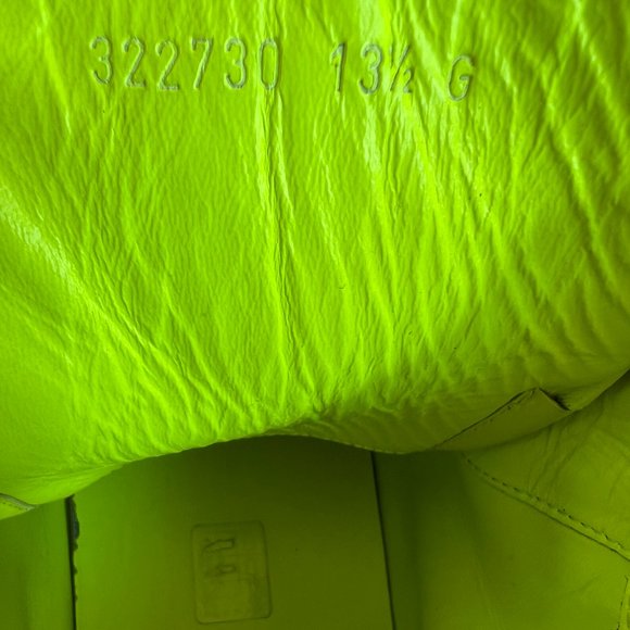 New Gucci Mens Neon Green Leather Lace-up Running Sneakers  GUCCI Men\'s Neon Green Leather Laser Cut Accents Sneakers